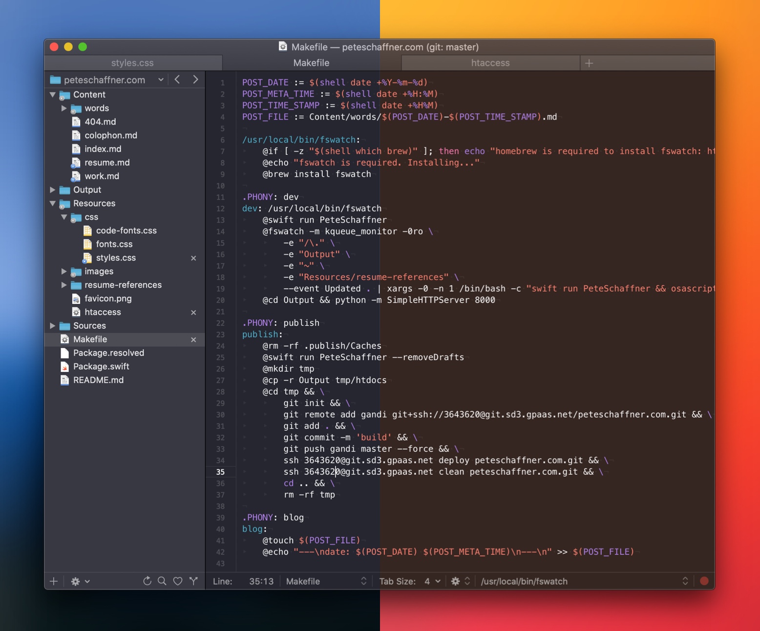 TextMate.app dynamic dark theme